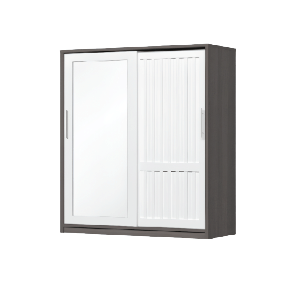 ตู้เสื้อผ้าบานเลื่อนกระจกเงา WISDOM DESIGN FURNITURE รุ่น W18SLM 180 ซม. สีโอ๊ค/ขาว_0